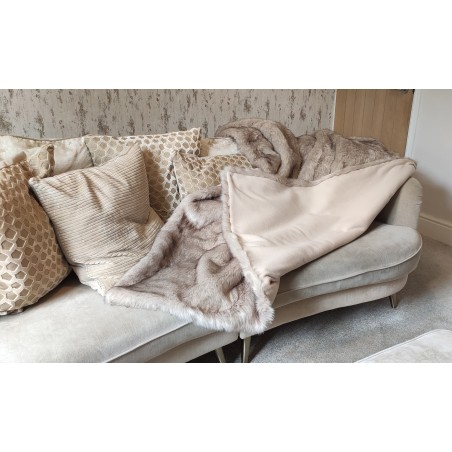 Cream & Oatmeal With Beige Polar Fleece Lining - High Quality Super Deluxe Throw