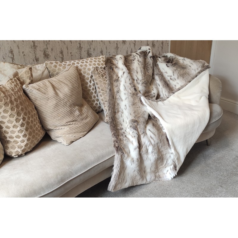 Beige Lynx With Cream Lining - High Quality Super Deluxe Throw