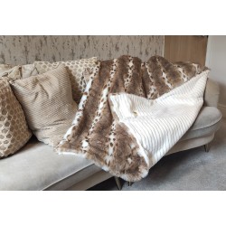 Sodes Lynx Tan & White With Cream Striped Lining - High Quality Super Deluxe Throw