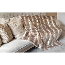 Sodes Lynx Tan & White With Cream Striped Lining - High Quality Super Deluxe Throw