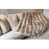 Sodes Lynx Tan & White With Cream Striped Lining - High Quality Super Deluxe Throw