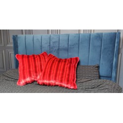Luxury Striped Crimson Deluxe Faux Fur Cushion Cover - Handmade - Sofa Pillow Case