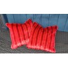 Luxury Striped Crimson Deluxe Faux Fur Cushion Cover - Handmade - Sofa Pillow Case