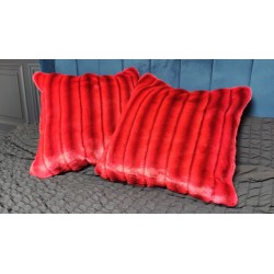 Luxury Striped Crimson Deluxe Faux Fur Cushion Cover - Handmade - Sofa Pillow Case