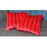 Luxury Striped Crimson Deluxe Faux Fur Cushion Cover - Handmade - Sofa Pillow Case