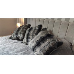 Luxury Grey Italian Wolf Deluxe Faux Fur Cushion Cover - Handmade - Sofa Pillow Case
