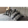 Luxury Grey Italian Wolf Deluxe Faux Fur Cushion Cover - Handmade - Sofa Pillow Case
