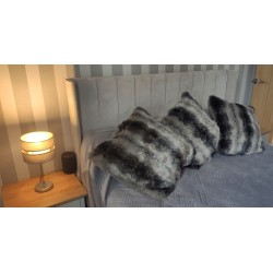 Luxury Grey Italian Wolf Deluxe Faux Fur Cushion Cover - Handmade - Sofa Pillow Case