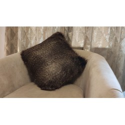 Luxury Brown & Beige Fleck Deluxe Faux Fur Cushion Cover - Handmade - Sofa Pillow Case