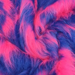 Cobalt,Cerise Multicoloured Faux Fur Fabric - AC 356 / YF54