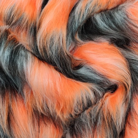 White,Tango, Black Multicoloured Faux Fur Fabric - AC 356 / YF54