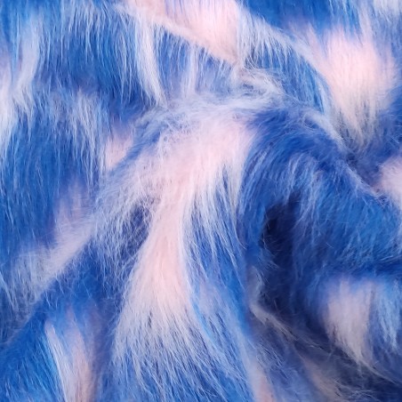 Cobalt,Blossom Multicoloured Faux Fur Fabric - AC 356 / YF54