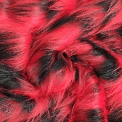 Red, Black Multicoloured Faux Fur Fabric - AC 356 / YF54