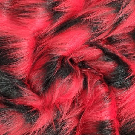 Red, Black Multicoloured Faux Fur Fabric - AC 356 / YF54