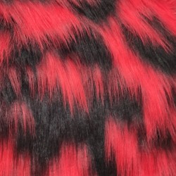 Red, Black Multicoloured Faux Fur Fabric - AC 356 / YF54