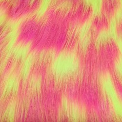Flo Yellow/Cerise Multicoloured Faux Fur Fabric - AC 356 / YF54