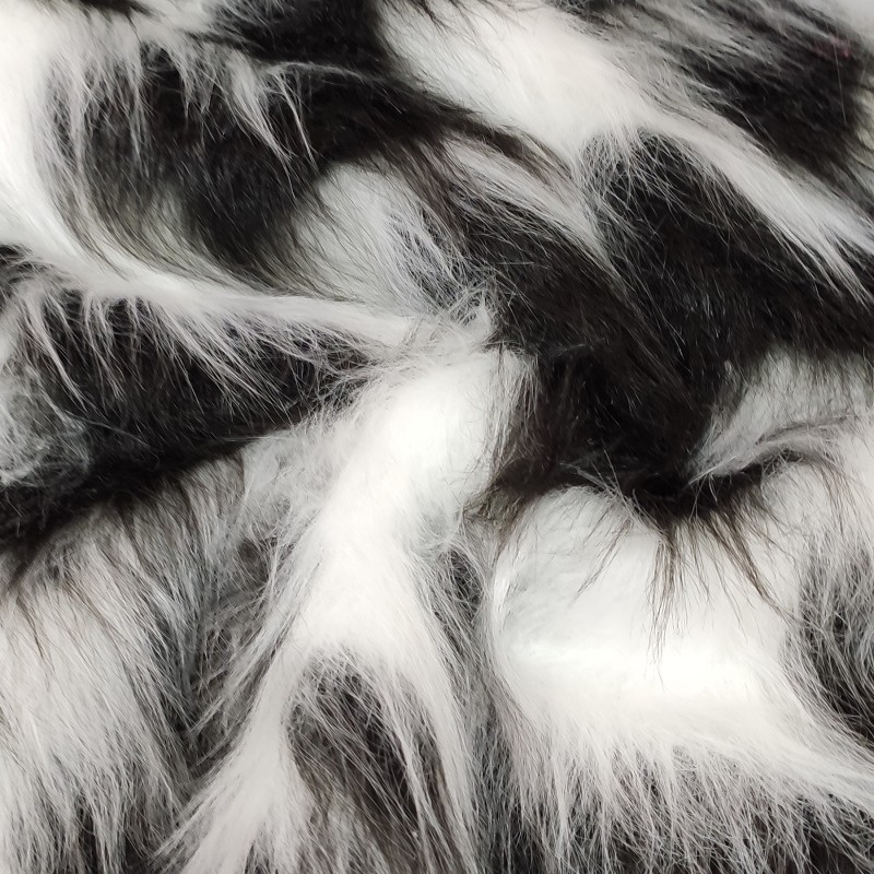 White, Black Multicoloured Faux Fur Fabric - AC 356 / YF54