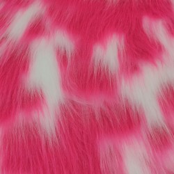 White, Cerise Multicoloured Faux Fur Fabric - AC 356 / YF54