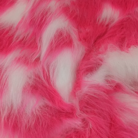 White, Cerise Multicoloured Faux Fur Fabric - AC 356 / YF54