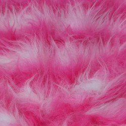 Cerise,White Stripe Multicoloured Faux Fur Fabric - AC 356 / YF54