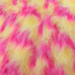 Cerise,Flavine,White Multicoloured Faux Fur Fabric - AC 356 / YF54