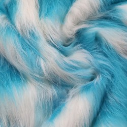 Turquoise,White Multicoloured Faux Fur Fabric - AC 356 / YF54