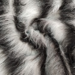 Black,White Stripe Multicoloured Faux Fur Fabric - AC 356 / YF54