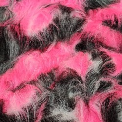 Cerise,Black,White Multicoloured Faux Fur Fabric - AC 356 / YF54