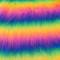Rainbow Multicoloured Faux Fur Fabric - AC 356 / YF54