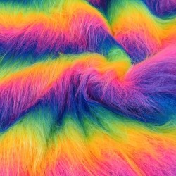 Rainbow Multicoloured Faux Fur Fabric - AC 356 / YF54