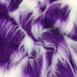 Purple,White Multicoloured Faux Fur Fabric - AC 356 / YF54