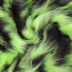 Green,Black Multicoloured Faux Fur Fabric - AC 356 / YF54