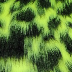 Flo Yellow/Black Multicoloured Faux Fur Fabric - AC 356 / YF54