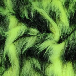 Flo Yellow/Black Multicoloured Faux Fur Fabric - AC 356 / YF54