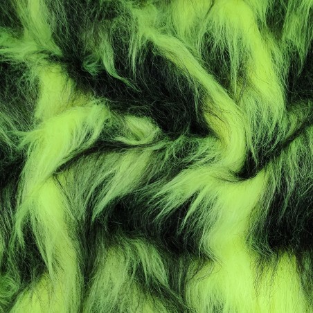 Flo Yellow/Black Multicoloured Faux Fur Fabric - AC 356 / YF54