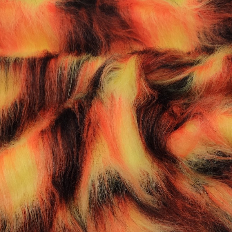 Black Flavine Tango Multicoloured Faux Fur Fabric