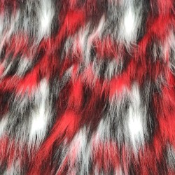 Red,Black,White Multicoloured Faux Fur Fabric - AC 356 / YF54