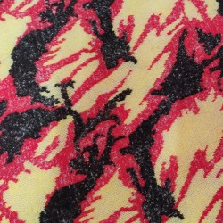 Red,Black,Flavine Multicoloured Faux Fur Fabric - AC 356 / YF54