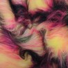 Cerise,Black,Flavine Multicoloured Faux Fur Fabric - AC 356 / YF54