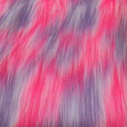Lilac,White,Cerise Multicoloured Faux Fur Fabric - AC 356 / YF54
