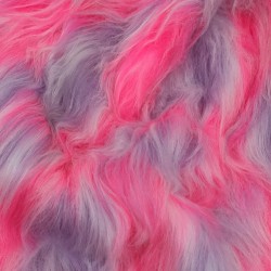 Lilac,White,Cerise Multicoloured Faux Fur Fabric - AC 356 / YF54