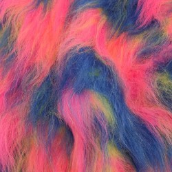 Cerise,Flavine,Cobalt Multicoloured Faux Fur Fabric - AC 356 / YF54