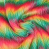 Red,Tango,Flavine,Emerald Stripe Multicoloured Faux Fur Fabric - AC 356 / YF54