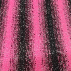 Cerise,Black Stripe Multicoloured Faux Fur Fabric - AC 356 / YF54