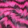 Cerise,Black Stripe Multicoloured Faux Fur Fabric - AC 356 / YF54