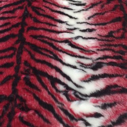 White Burgundy Tiger Jacquard Fur Fabric - R2 Quality