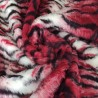 White Burgundy Tiger Jacquard Fur Fabric - R2 Quality