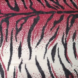 White Burgundy Tiger Jacquard Fur Fabric - R2 Quality