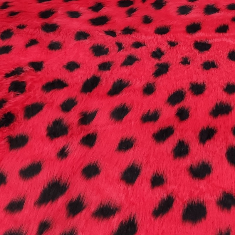 Red Lady Bird Jacquard Fur Fabric - R2 Quality