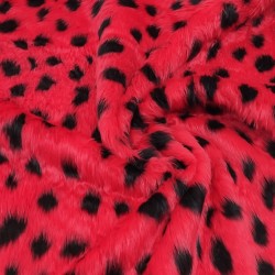 Red Lady Bird Jacquard Fur Fabric - R2 Quality
